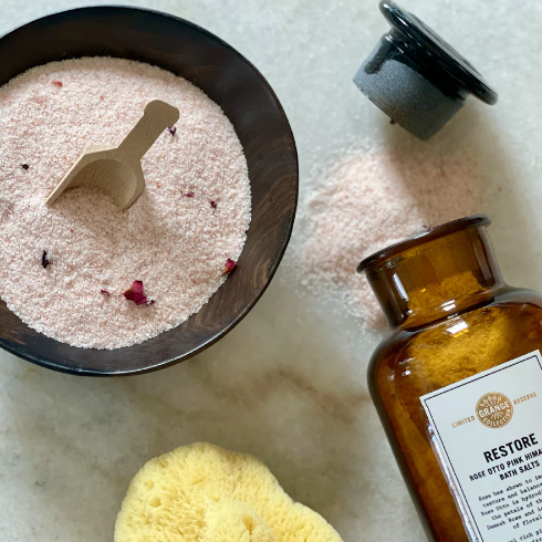 APOTHECARY BATH SALTS WITH ROSE OTTO AND ROSE PETALS