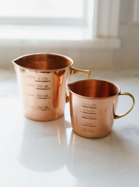 100% Copper Liquid Measuring Cup - 4 Cup - Brass Handle