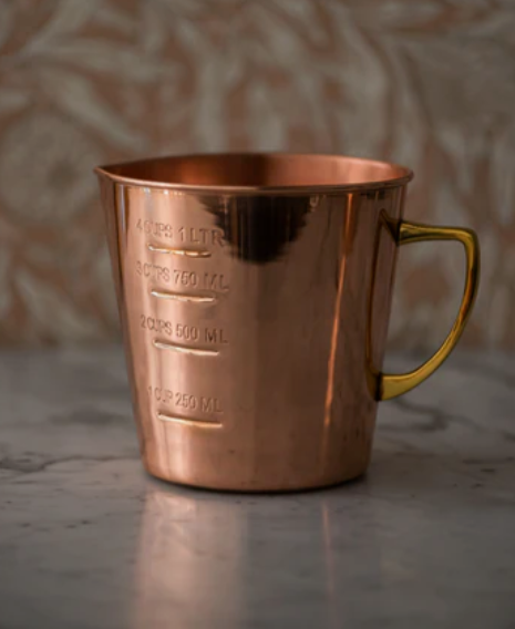 100% Copper Liquid Measuring Cup - 4 Cup - Brass Handle