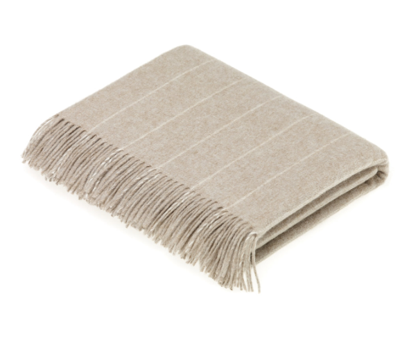 Pinstripe Beige Throw - Merino Wool - Bronte by Moon