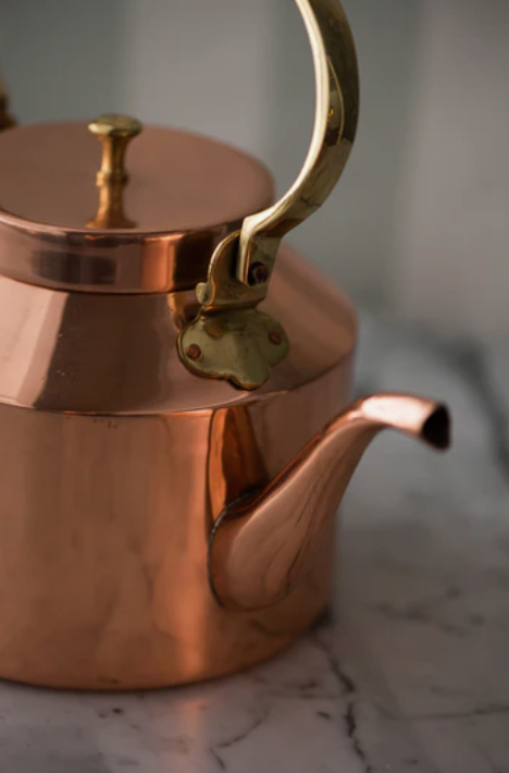 English 100% Copper Tea 10 cup Kettle - Brass Handle