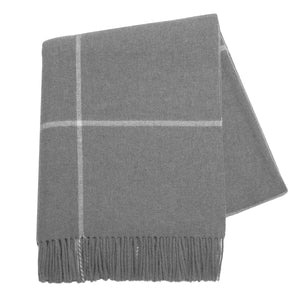 Italian Cashmere & Lambswool Windowpane Throw Gray 51" W x 67"L